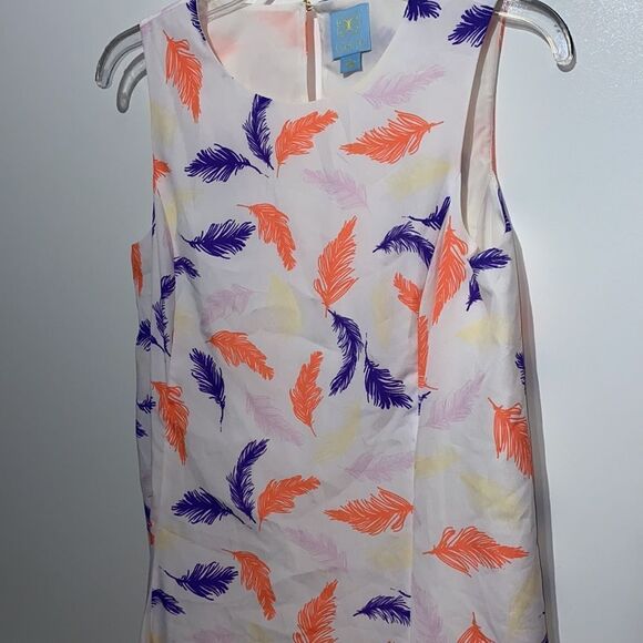 CeCe Women's Multicolor Feather Print Sleeveless Midi Dress Size 4/Small - Picture 3 of 9